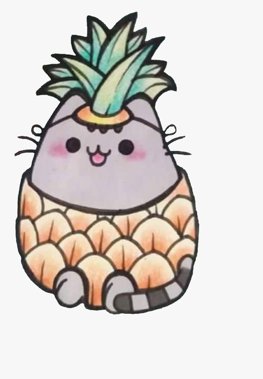 #pineapple #pusheen #cute #cat #kitty #kitten #costume - Transparent Background Pineapple Kawaii, Transparent Clipart