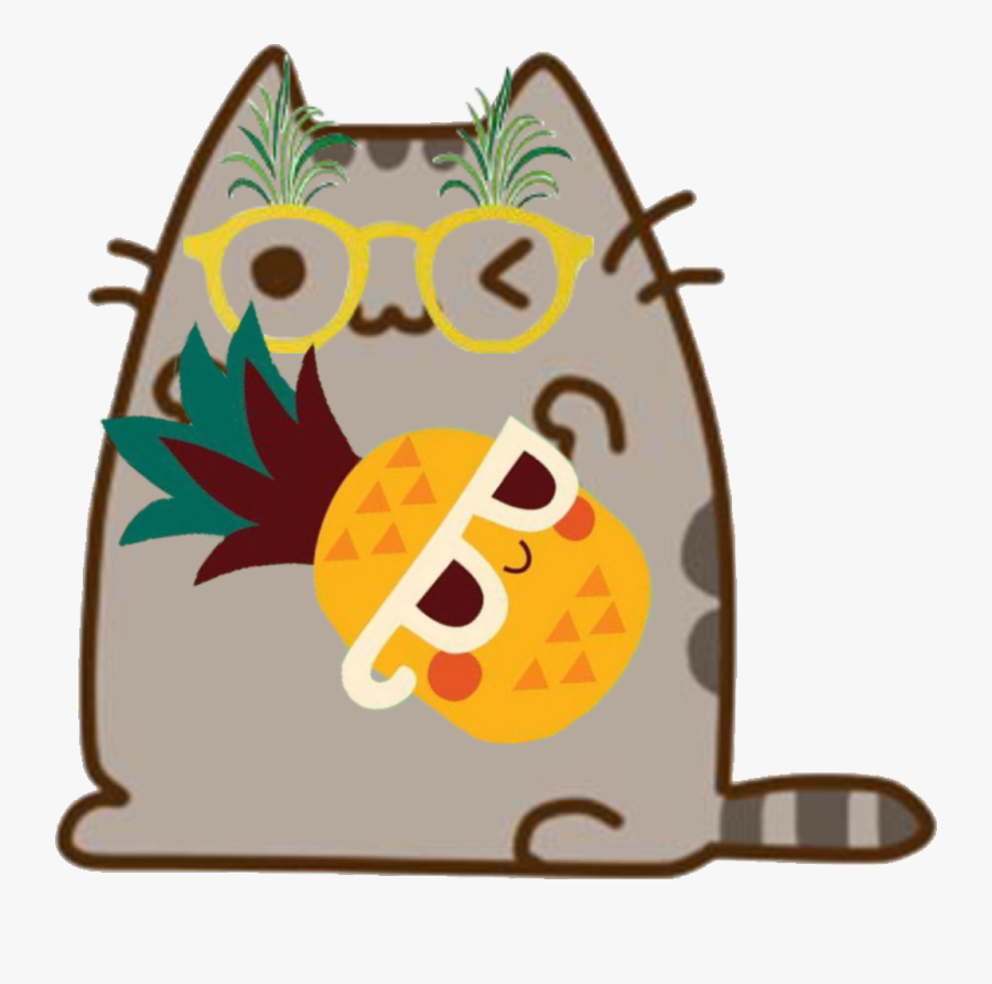 #pusheen #pineapple #cute #summer #cat #kitty #friends - Pusheen Cat Memes, Transparent Clipart