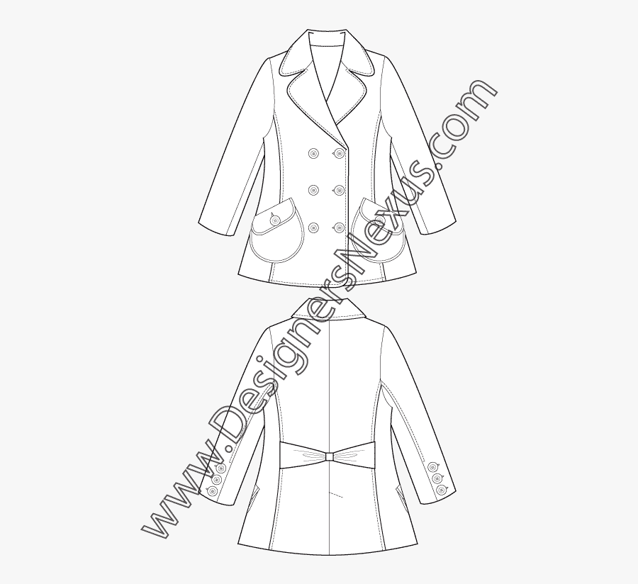 Pea Coat Sketch, Transparent Clipart