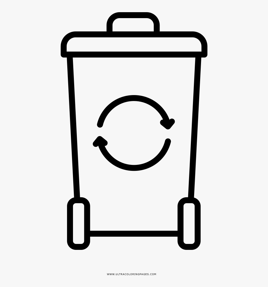 Recycling Bin Coloring Page - Trash Icon White Background, Transparent Clipart