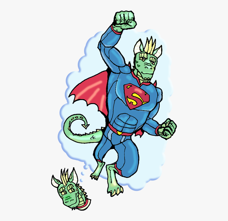 Art Of Max The Dragon Imagining His Super Hero Alter-ego - Cartoon, Transparent Clipart