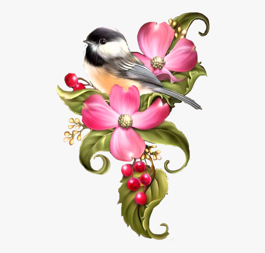 Flores Con Pájaros Png, Transparent Clipart