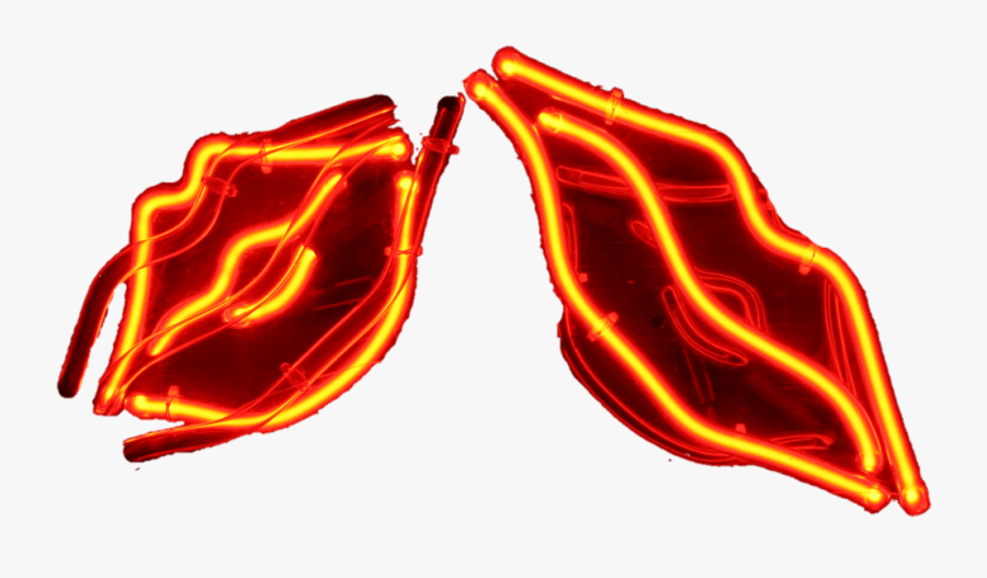 Neon Lips Clipart - Orange Tumblr Neon Lights, Transparent Clipart