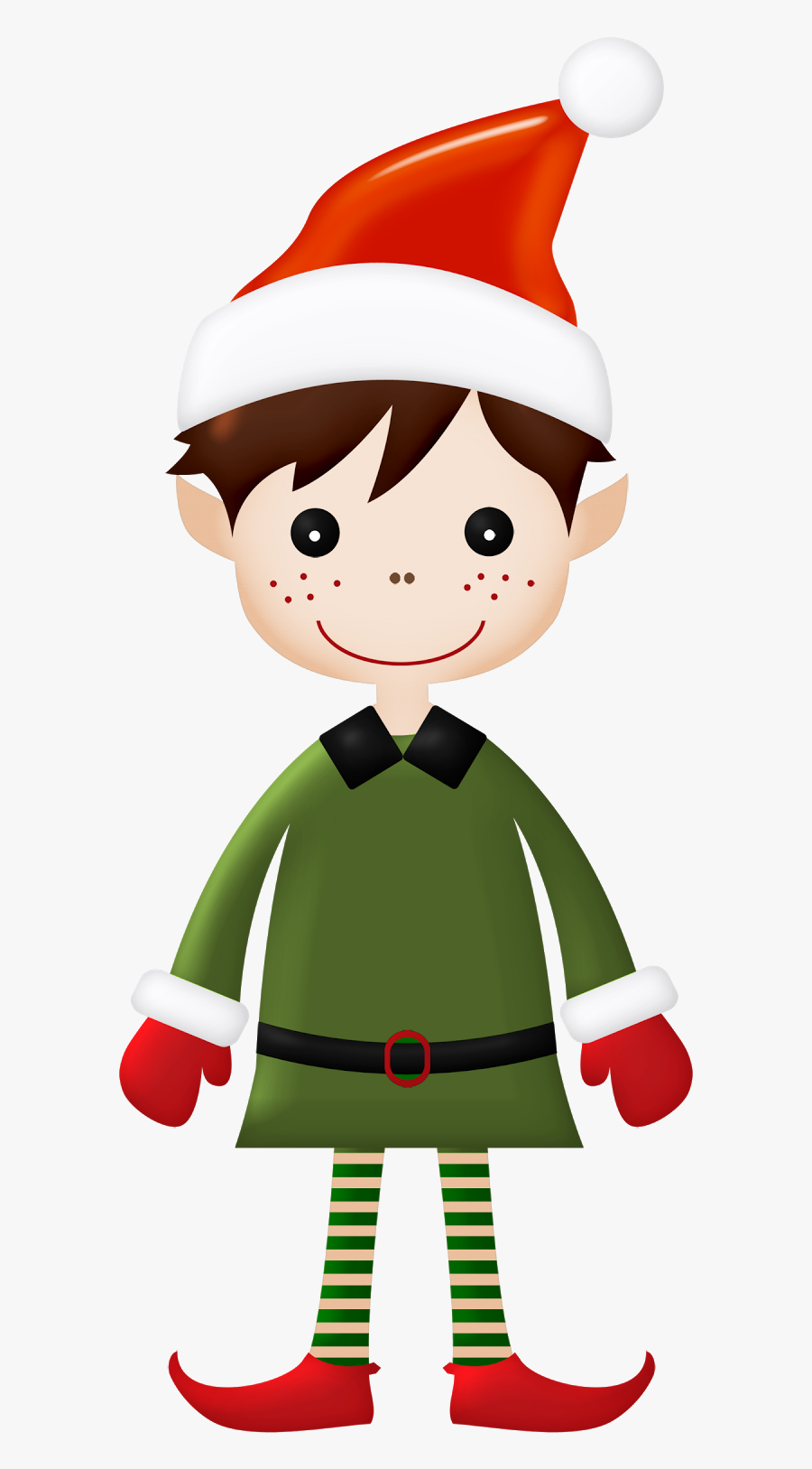 Brown Haired Female Christmas Elf, Transparent Clipart