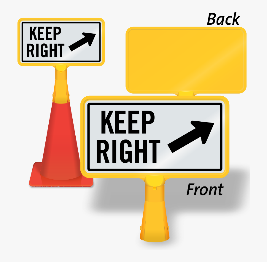 Keep Right Coneboss Sign, Transparent Clipart