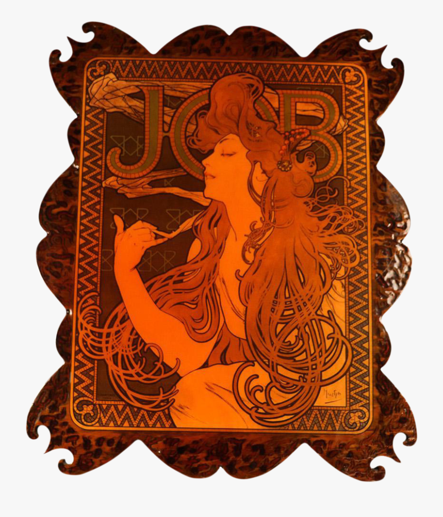 Vintage French Wood Burning - Art Nouveau Job Poster, Transparent Clipart