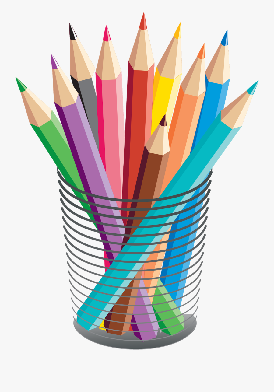 Transparent Library Colored Pencil Stationary Transprent - Colored Pencils Vector, Transparent Clipart