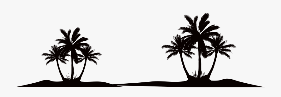 Silhouette Of Coconut Tree - Beach Vector Black And White, Transparent Clipart