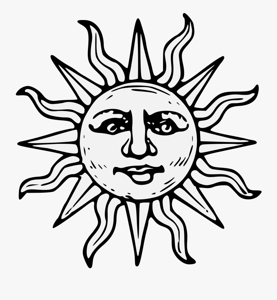 Transparent Aztec Sun Clipart - Transparent Black And White Sun, Transparent Clipart