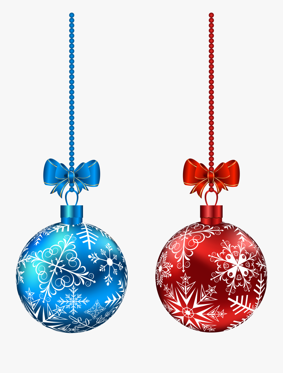 Blue And Red Hanging Christmas Balls Png Clip Art Imageu200b - Hanging Christmas Ball Png, Transparent Clipart