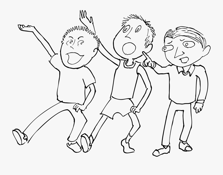 Three Singing Guys Big - Line Art, Transparent Clipart
