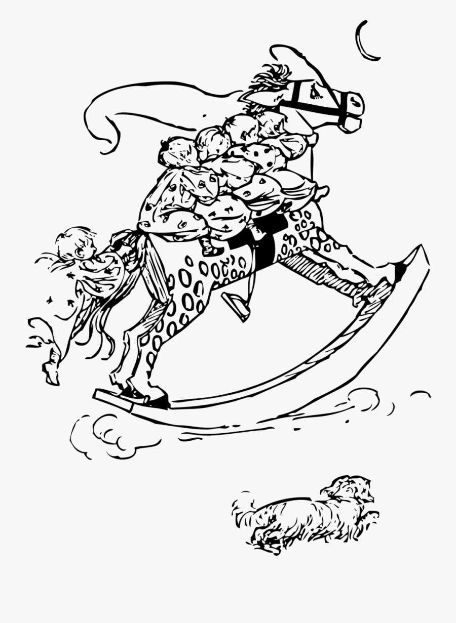 Kids On Rocking Horse - Kids Clip Art, Transparent Clipart