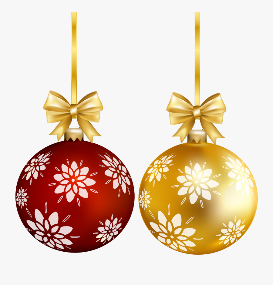Christmas Ball Red And Gold, Transparent Clipart