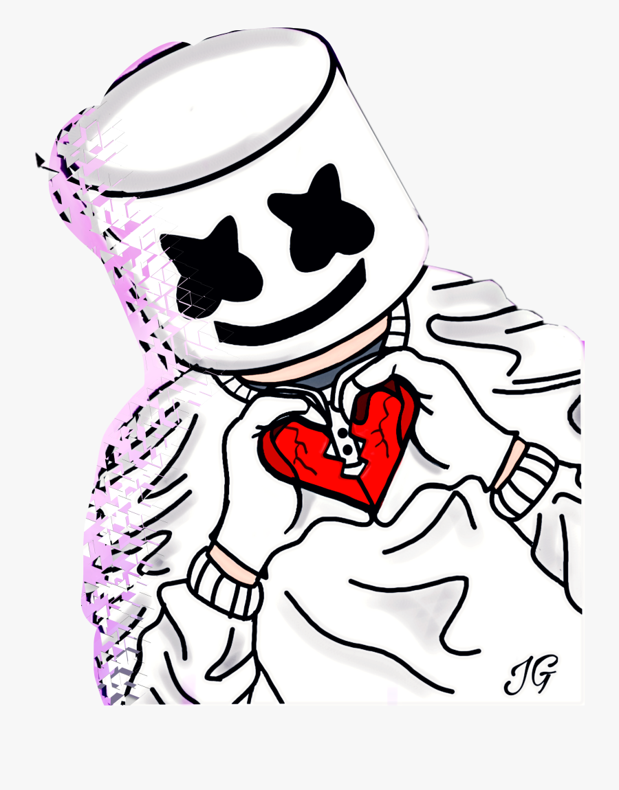 #sticker #marshmello #broke #heart - Sticker Marshmello, Transparent Clipart