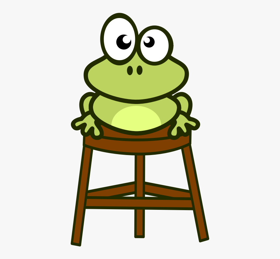 Frog On Stool - Clip Art Cartoon Animals, Transparent Clipart