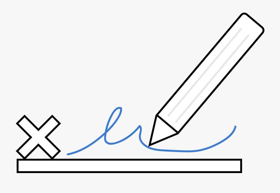 Transparent Signing Clipart - Line Art, Transparent Clipart