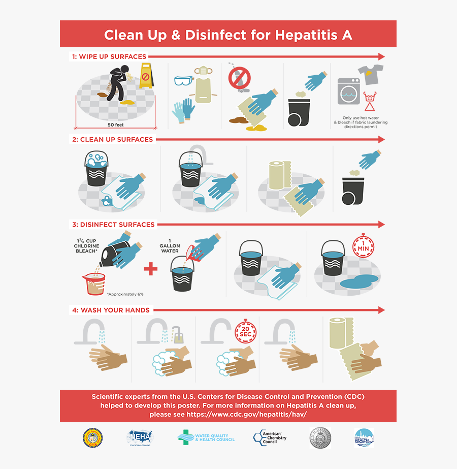 Clean Up Infographic - Cleaning And Sanitizing Poster, Transparent Clipart