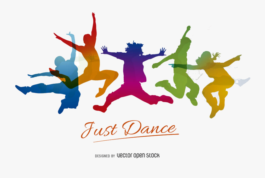 Just Dance Vector Swirl Clipart Free On Transparent - Jumping Dance Silhouette Png, Transparent Clipart