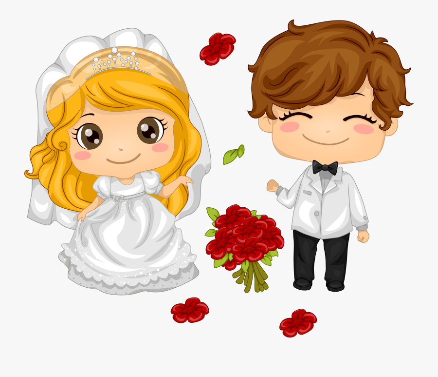 Cute Groom And Bride, Transparent Clipart