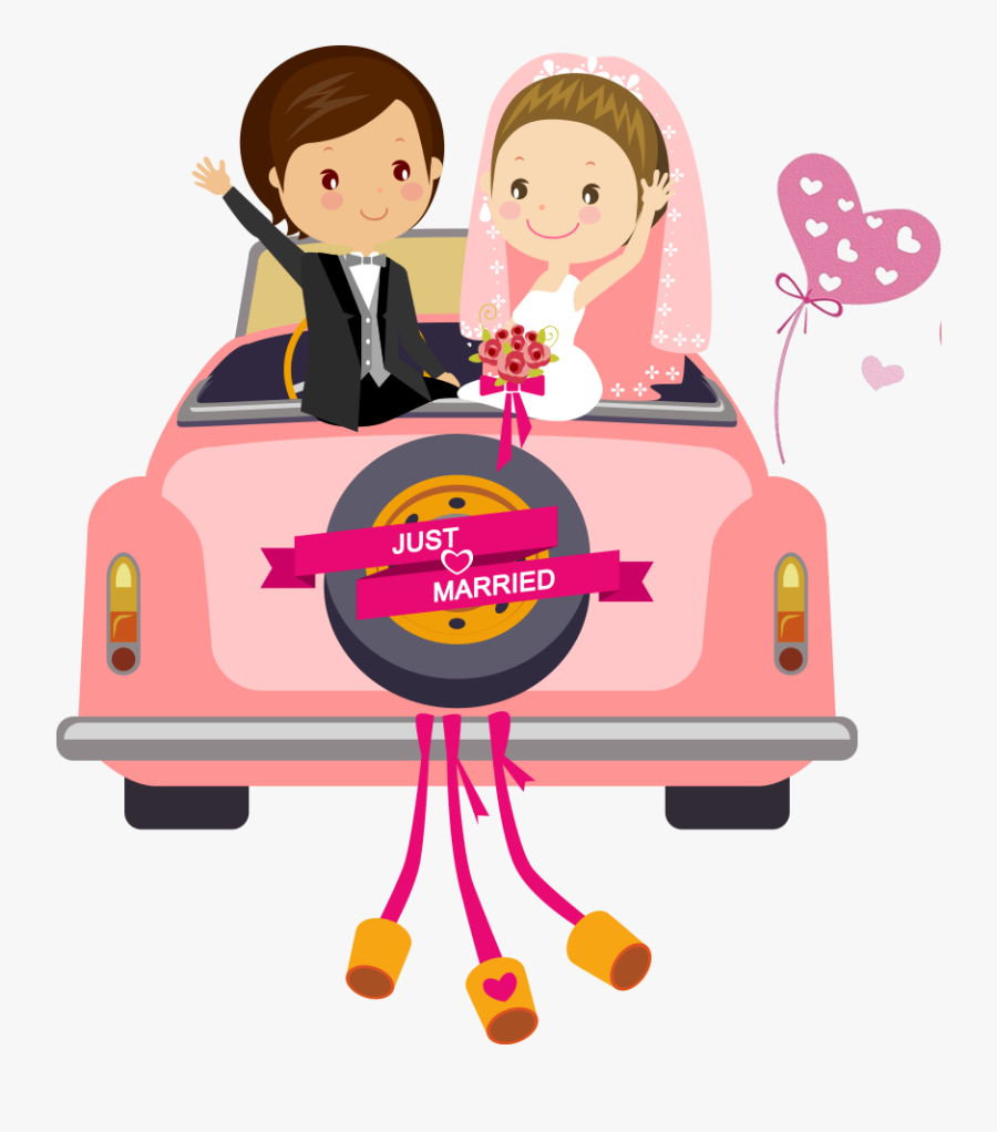 Car Wedding Illustration Invitation The Cartoon - Cute Wedding Invitation Template, Transparent Clipart