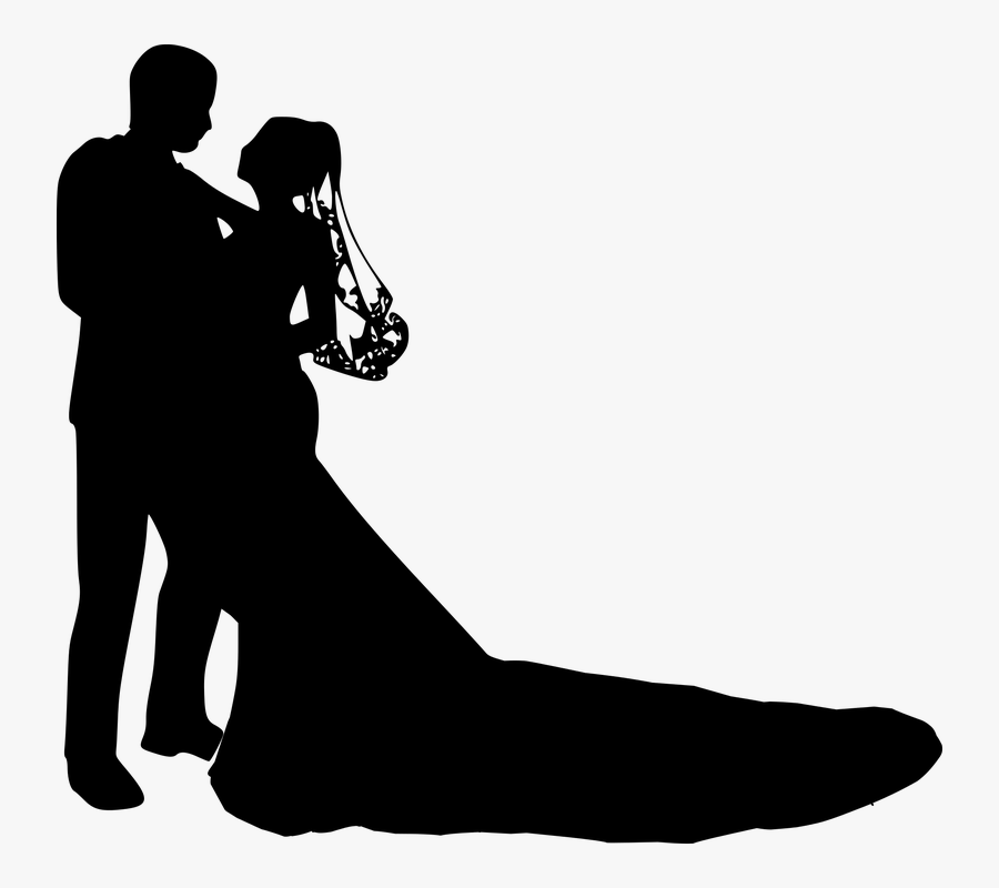 Silhouette Wedding Marriage Proposal Married Love Acrylic - Bride And Groom Silhouette, Transparent Clipart