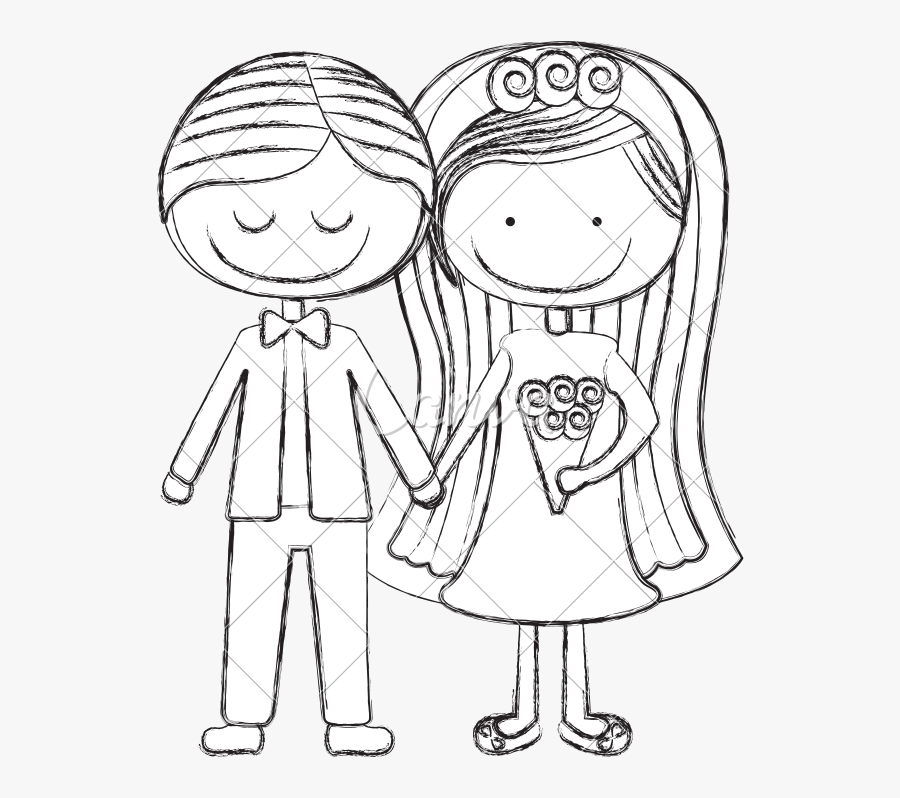 Married Couple Cartoon Sketch - Married Couple Drawing, Transparent Clipart