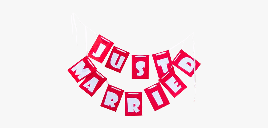 #justmarried #hanging #banner #wedding #love #heart, Transparent Clipart