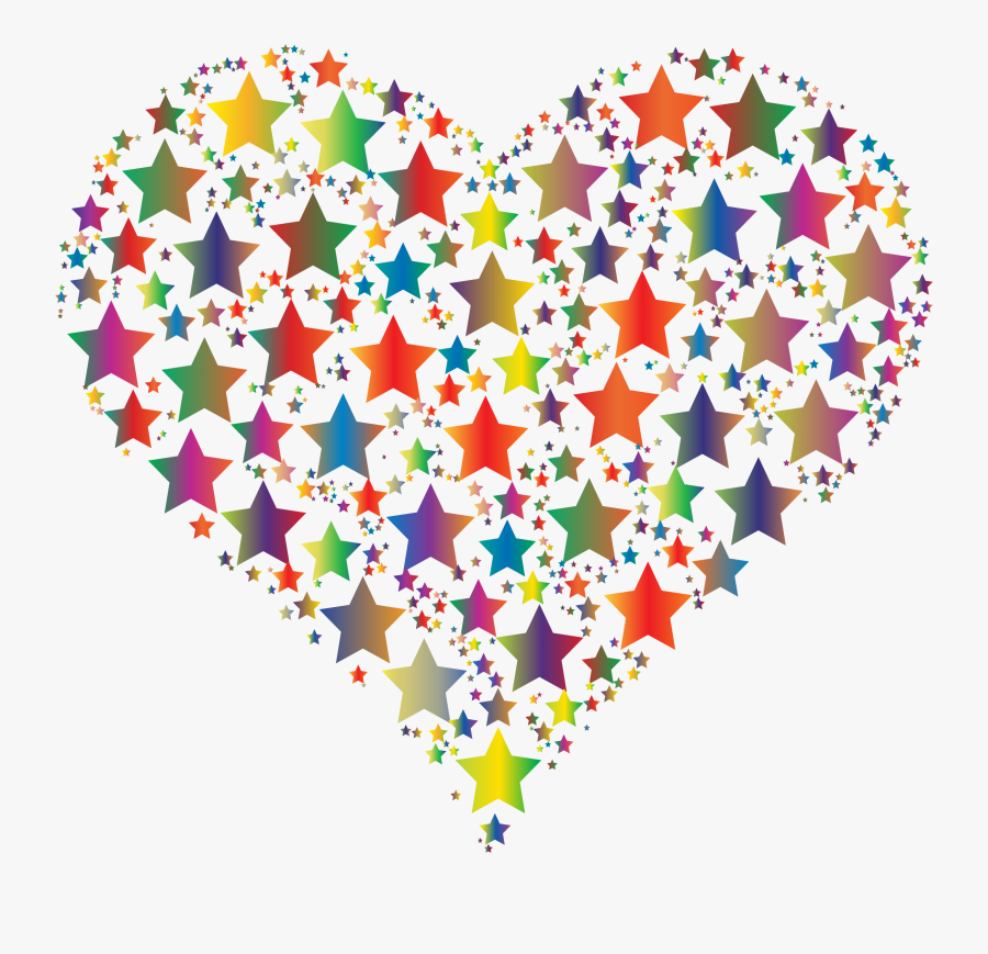 Colorful Heart Stars - Png Transparent Heart Stars, Transparent Clipart