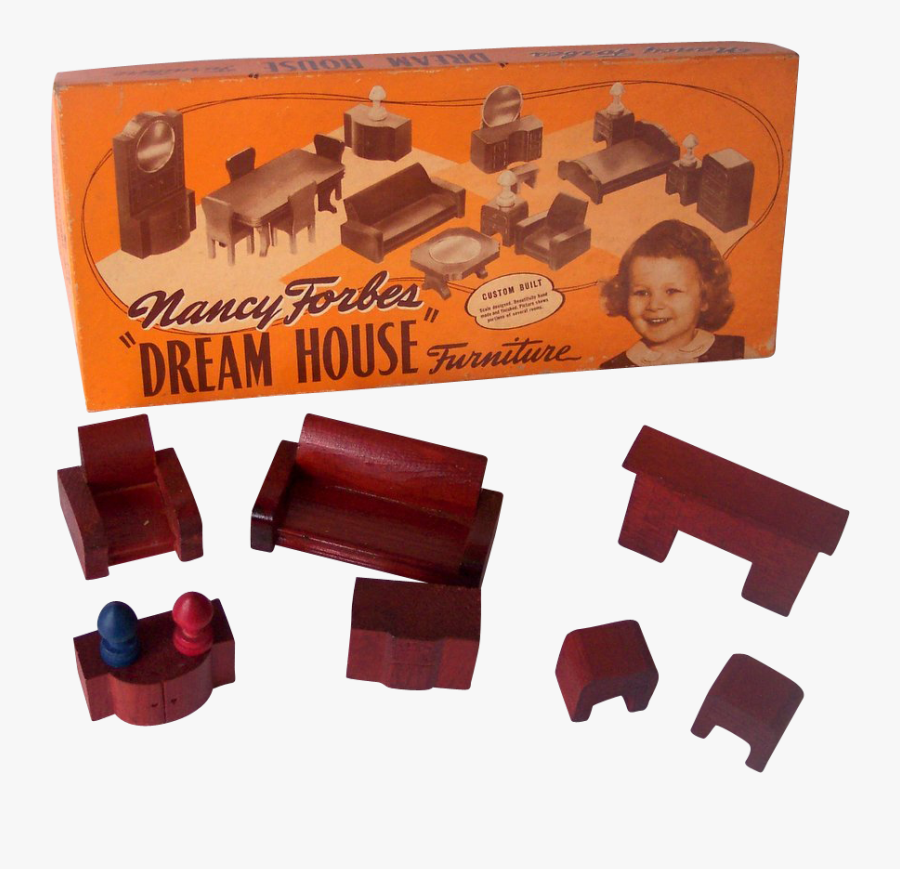 Vintage Nancy Forbes Wooden Dollhouse Furniture 9 Pieces - Wood, Transparent Clipart