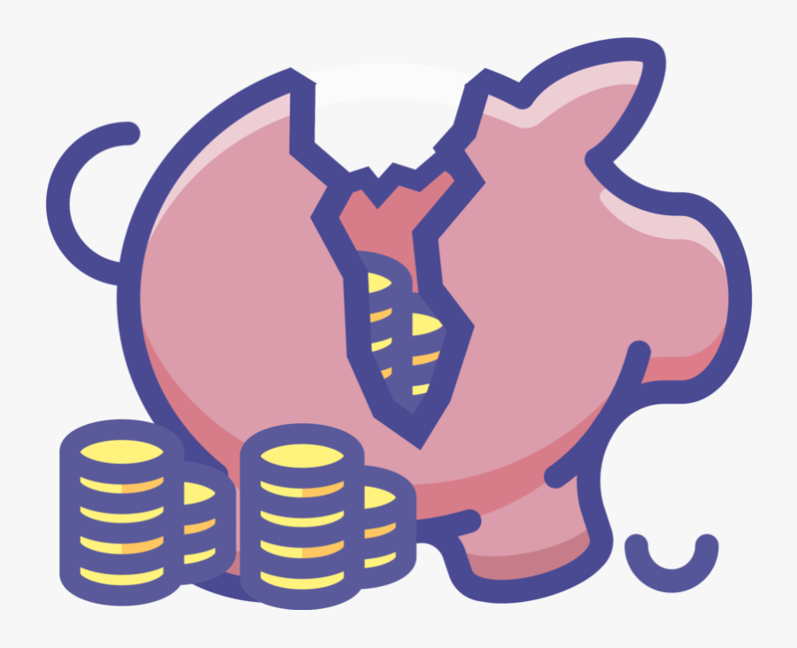 Organ,area,artwork - Piggy Bank Broken Png Cartoon, Transparent Clipart