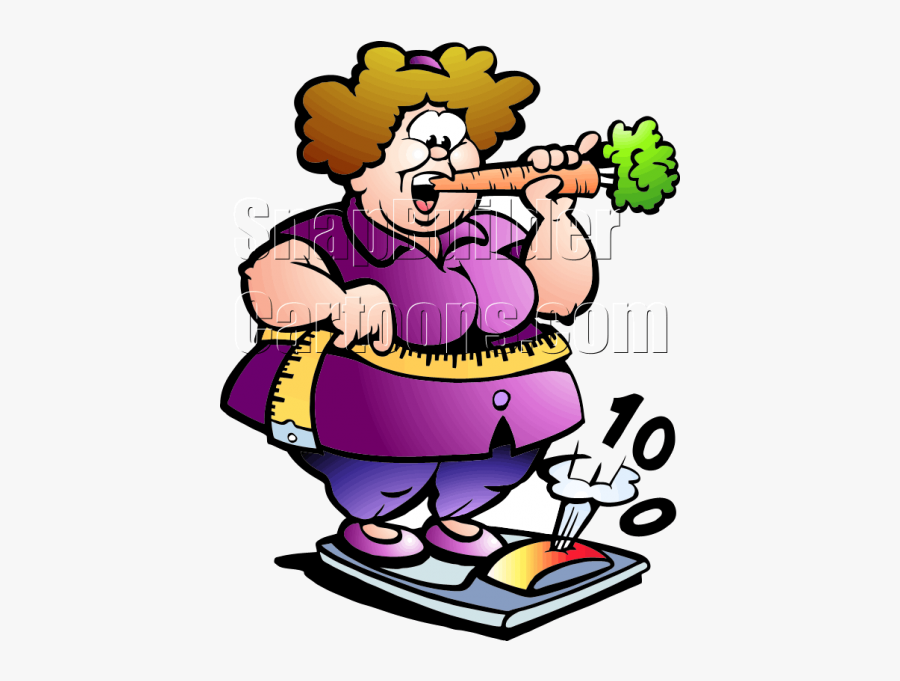 Fat Lady Cartoon Characters - Fat Girl Eating Carrots, Transparent Clipart