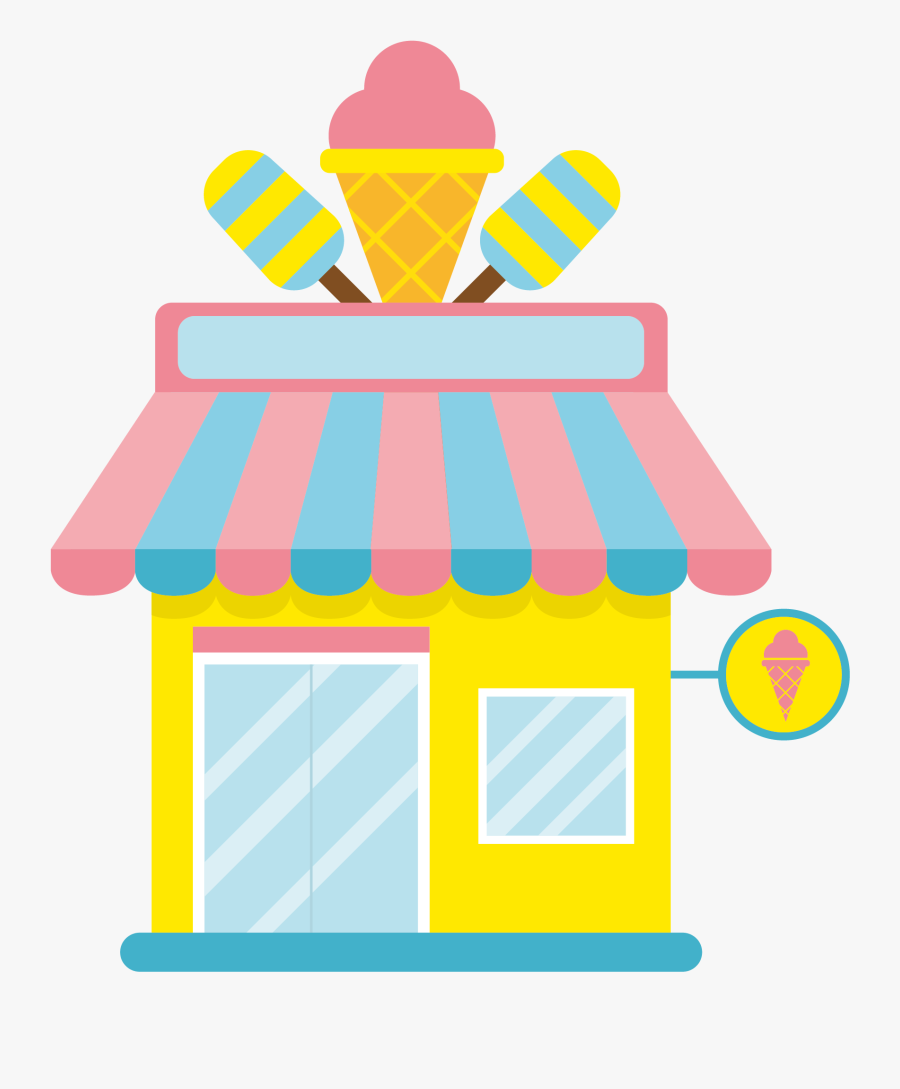 Clip Art Ice Cream Shoppe Clipart - Ice Cream Shop Cartoon, Transparent Clipart
