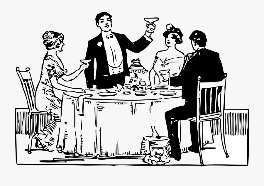 A Group Of People Eating Clipart - Cartoon, Transparent Clipart