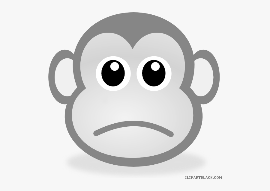Sad Monkey Animal Free Black White Clipart Images Clipartblack - Sad Monkey Face Cartoon, Transparent Clipart