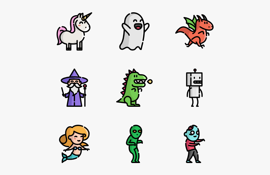 Clipart Royalty Free Library Wizard Vector Fairy Tale - Fantastic Character Icons Png, Transparent Clipart