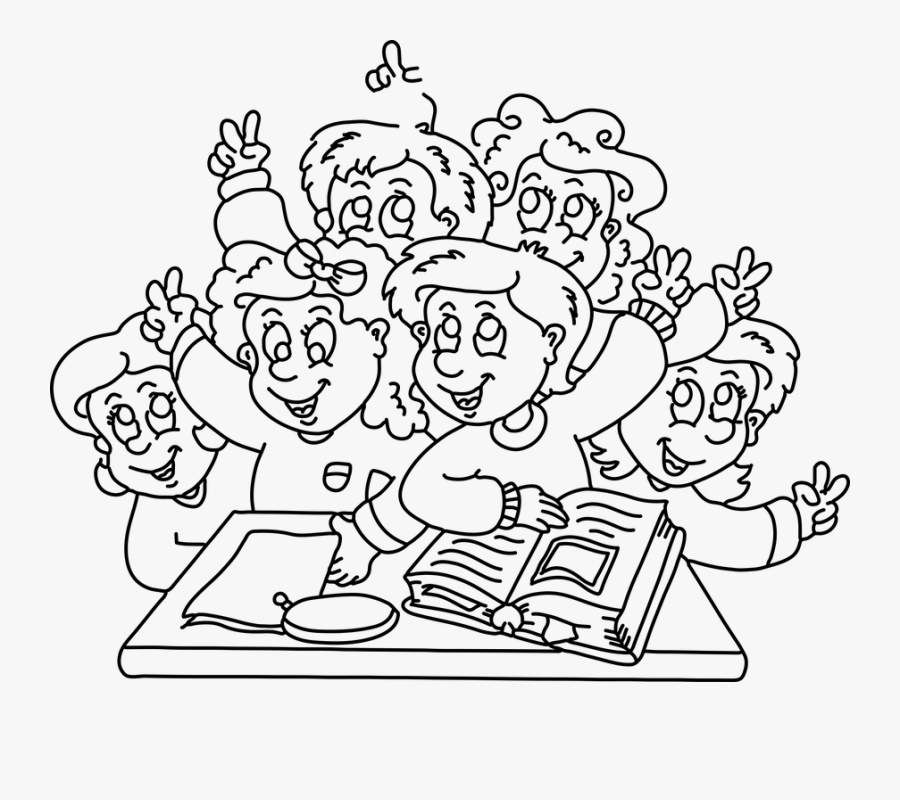 Children, School, Learn, Tasks, Happy, Happiness - Back To School Colouring, Transparent Clipart