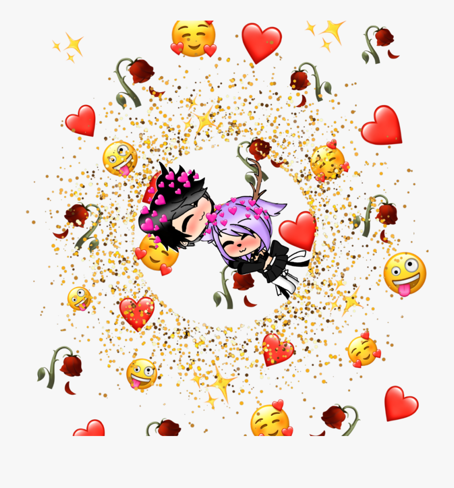 #love #gachalife #cute #dating #gold #hearts #emojis, Transparent Clipart