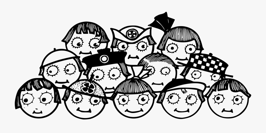 Creepy Kids Faces Icons Png - Kids Cartoon Black And White Png, Transparent Clipart