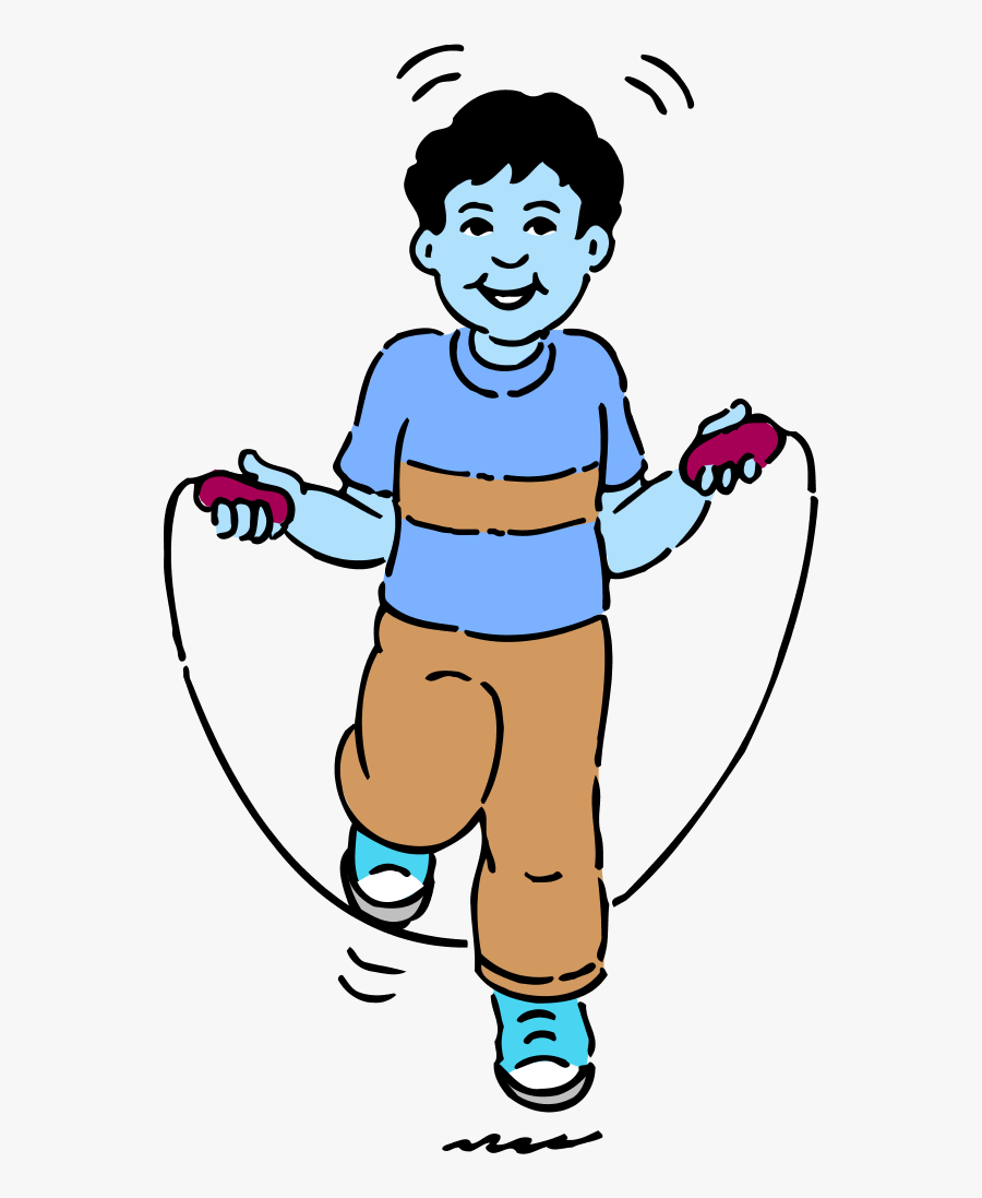 Young Boy Jumping Rope Sport Exercise - Jumping Clipart Black And White, Transparent Clipart