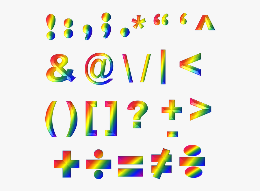 Transparent Ampersand Clipart - Rainbow 3d Punctuation, Transparent Clipart