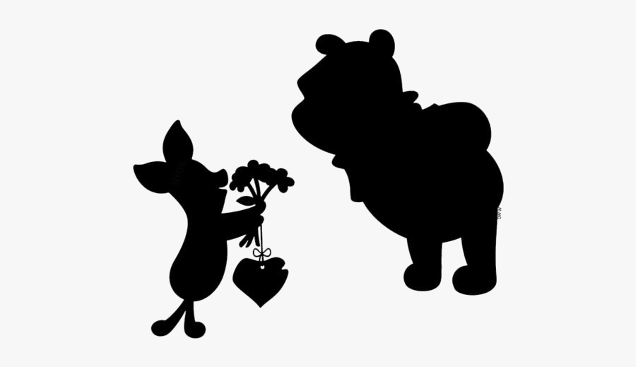 Transparent Heart Pooh Piglet Clipart Png - Silhouette, Transparent Clipart