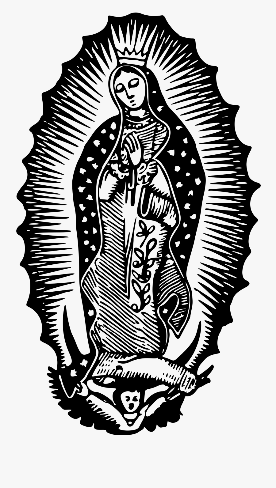 Transparent Virgin Mary Png - Our Lady Of Guadalupe Drawing, Transparent Clipart