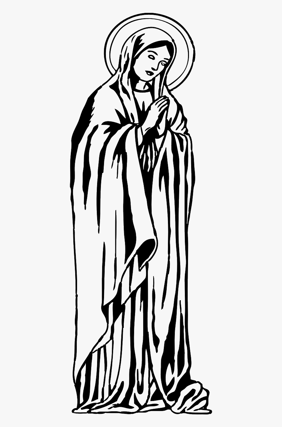 Mama Mary Black And White, Transparent Clipart