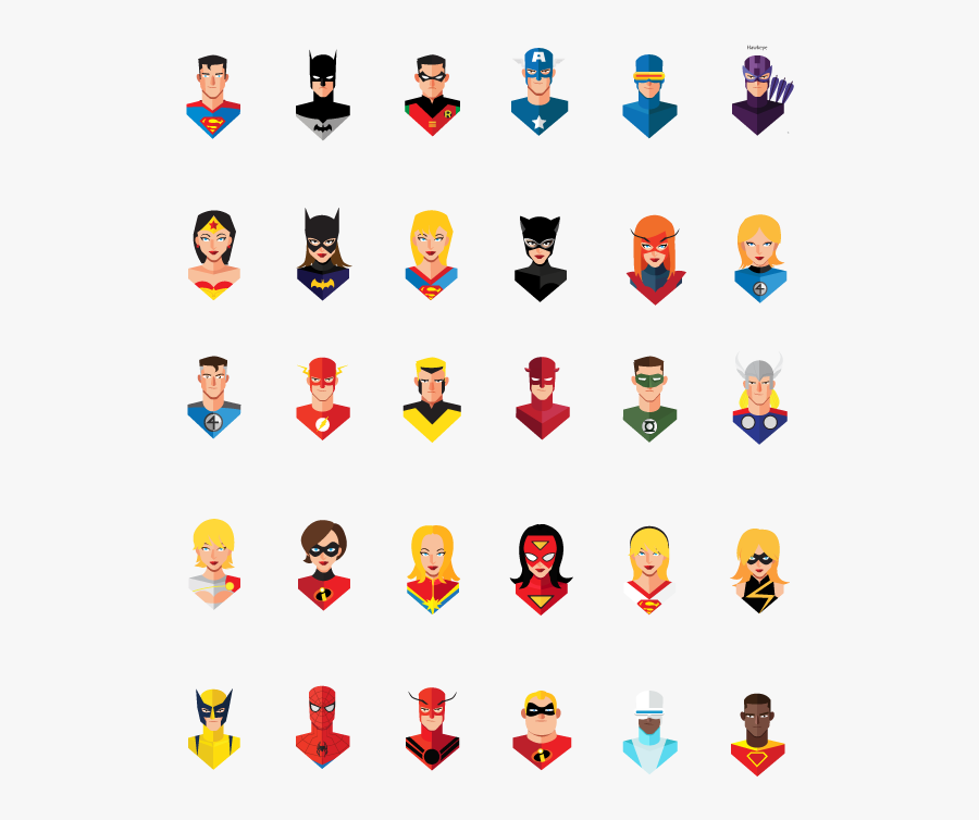 Superhero Avatars, Transparent Clipart