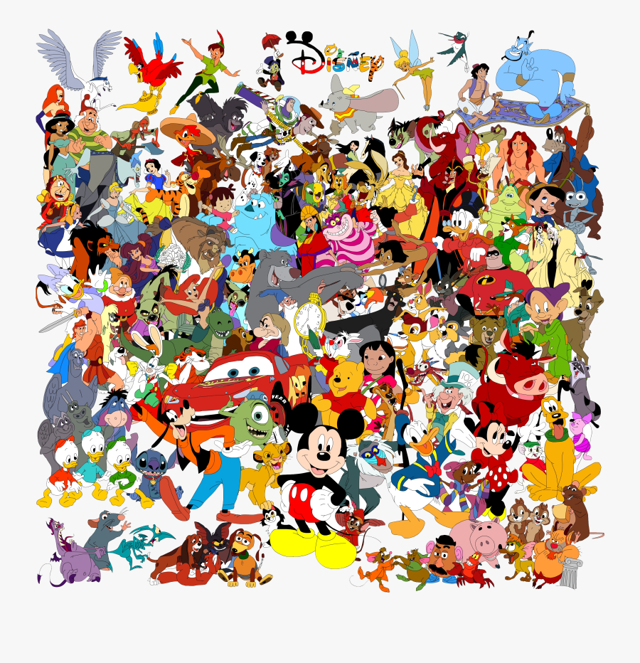 Drawing The Walt Disney Company Character Collage Art - All Disney Characters, Transparent Clipart