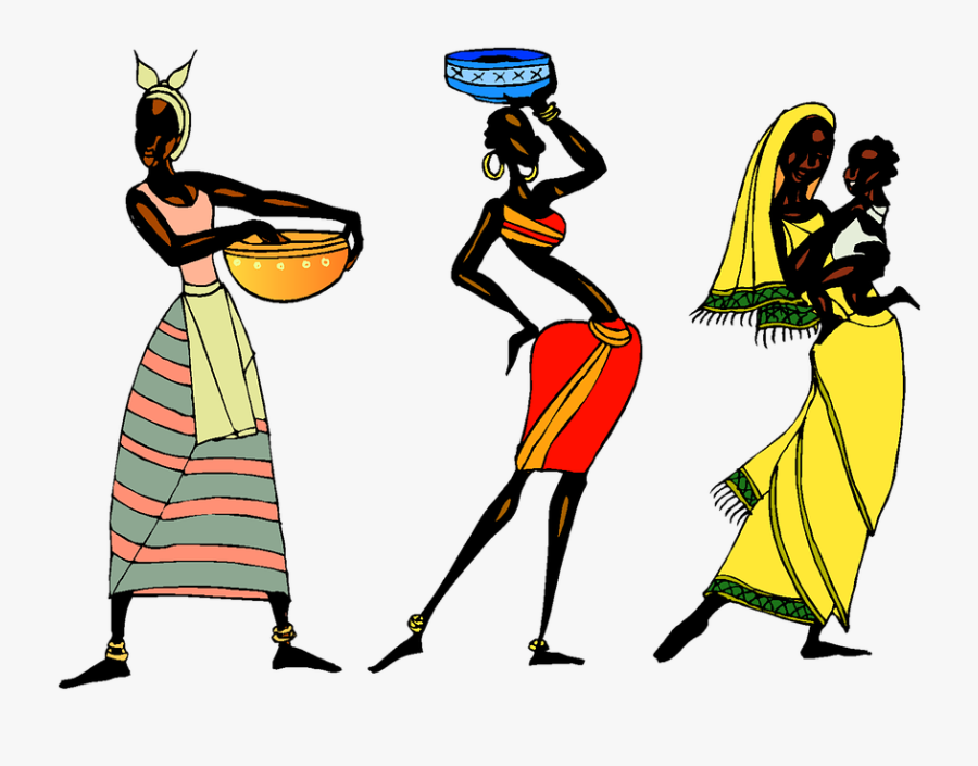 Woman, Ethic, African, People, Collage, Tribe, Tribal - African Drawings Of People, Transparent Clipart