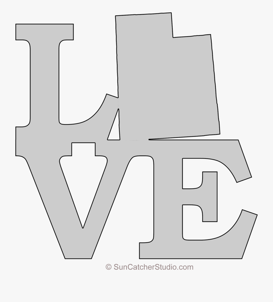 Utah Love Map Outline Scroll Saw Pattern Shape - Cross, Transparent Clipart