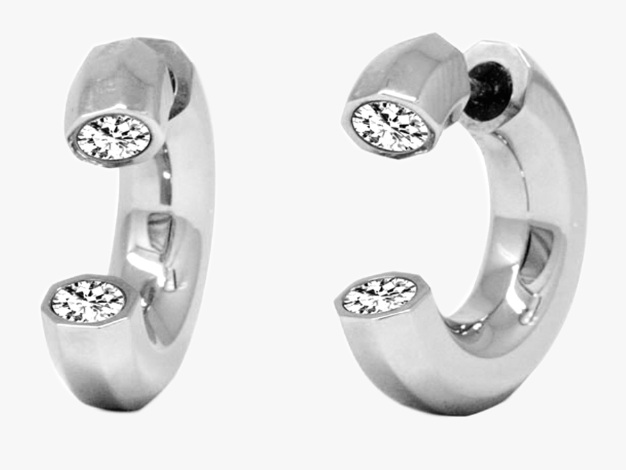 Quantum Cubus White Crystal & Stainless Steel Earrings - Ear Ring Boys Png, Transparent Clipart