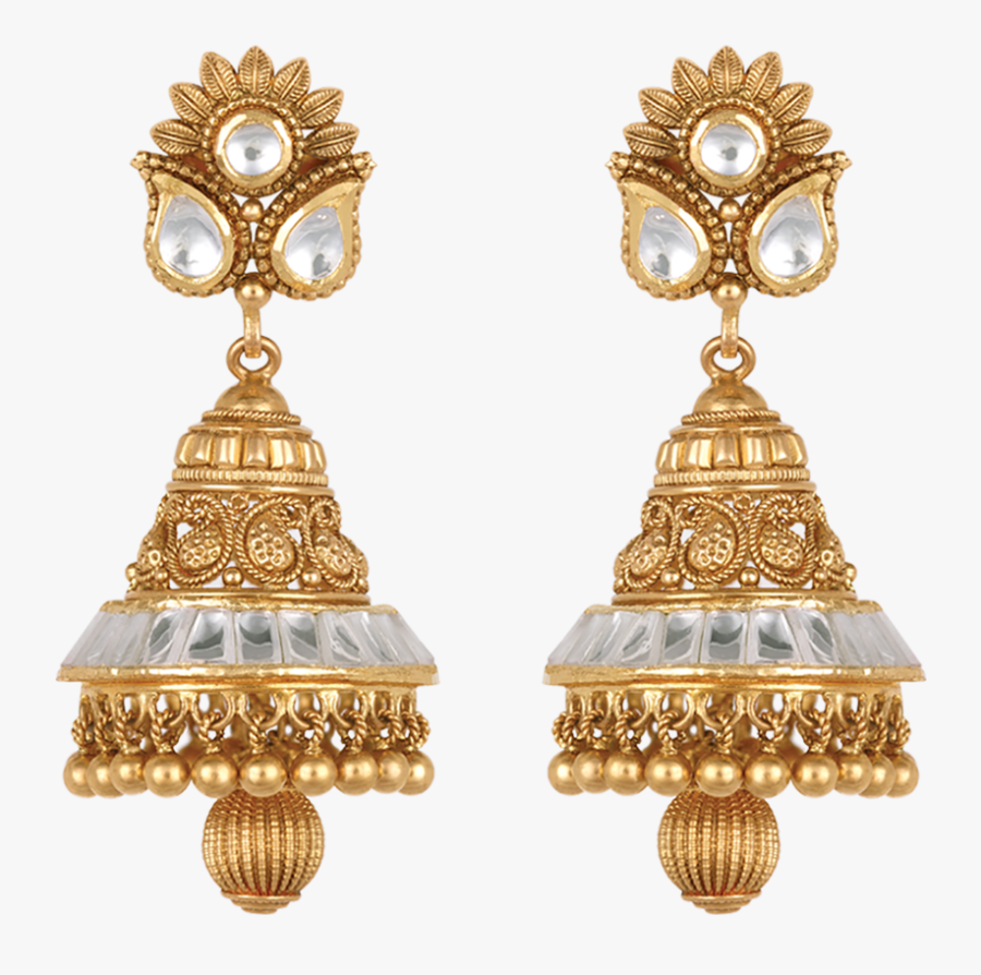 Earring Png Hd - Bridal Jhumka Gold Earrings, Transparent Clipart