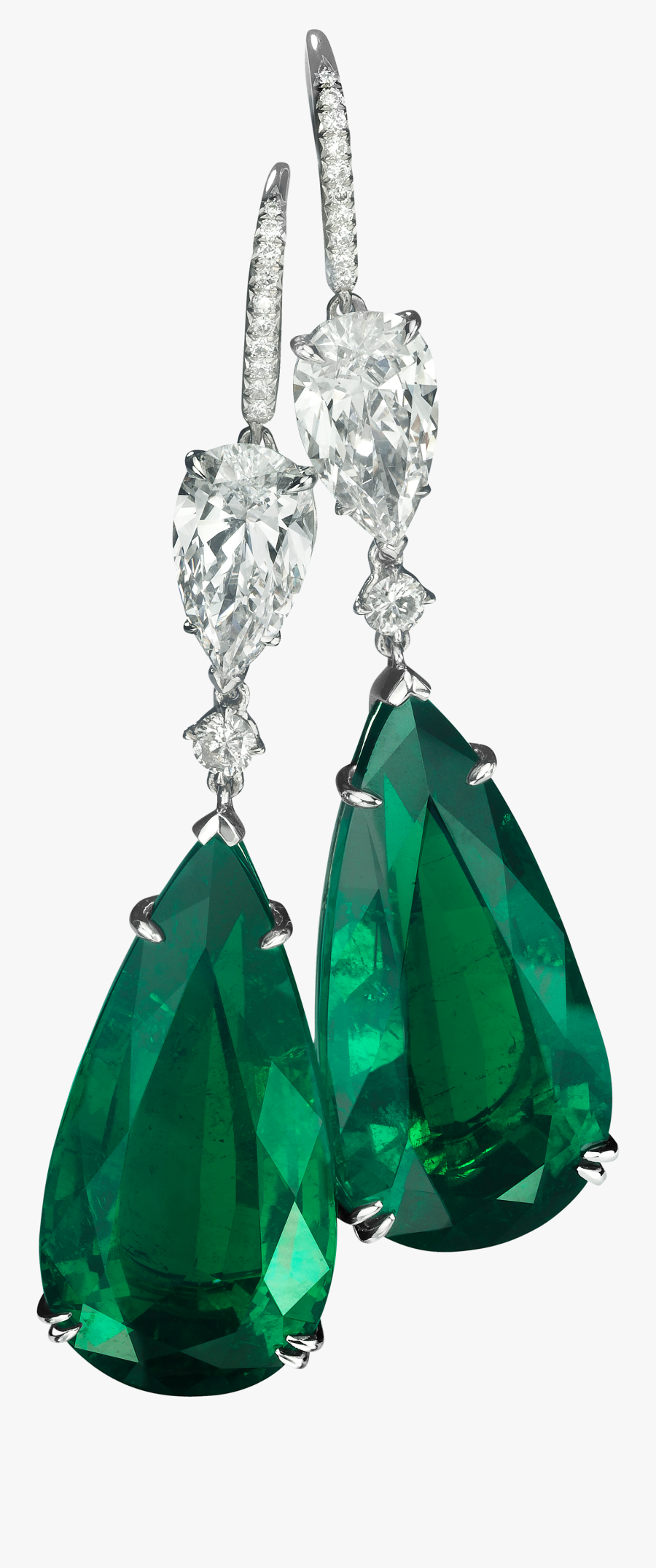 Green Stone Earring Png Image - Transparent Background Diamond Earrings Jewelry Png, Transparent Clipart